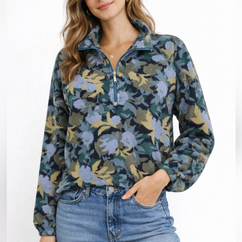 Eddie Bauer Women's Half Zip Camouflage Sweater